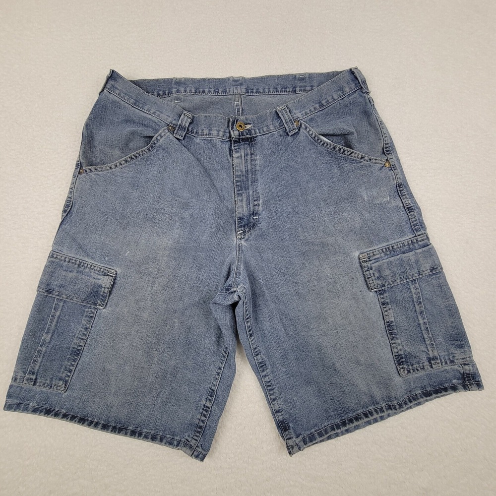 Lee‎ Dungarees Denim Cargo Shorts Mens 38 11.5" Inseam Blue Cotton Blend **READ